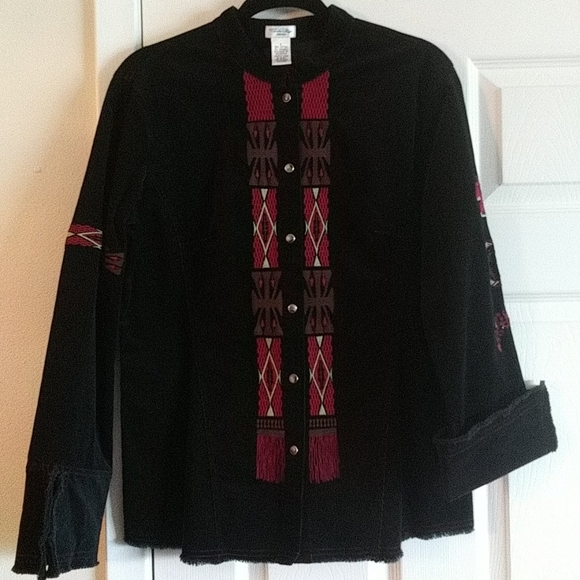 Tasha Polizzi Jackets & Blazers - Tasha Polizzi Black Velvet Jacket w Embroidery